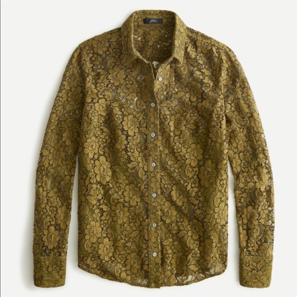 J.Crew Classic-fit lace button-up top